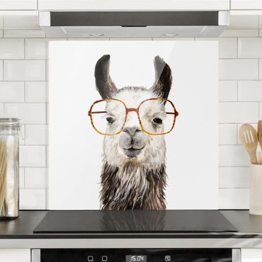 Panel szklany do kuchni - Hippy Llama w okularach IV