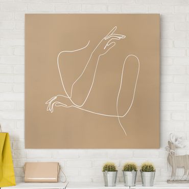 Obraz na płótnie - Line Art Ręce kobiety beżowy
