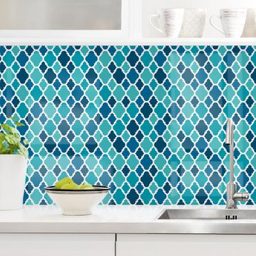 Panel ścienny do kuchni - Orientalny wzór z turkusowymi ornamentami