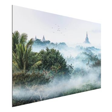 Obraz Alu-Dibond - Poranna mgła nad dżunglą Bagan