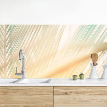 Panel ścienny do kuchni - Rośliny tropikalne Palmy o zachodzie słońca II