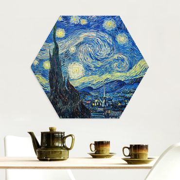Obraz heksagonalny z Alu-Dibond - Vincent van Gogh - Gwiaździsta noc