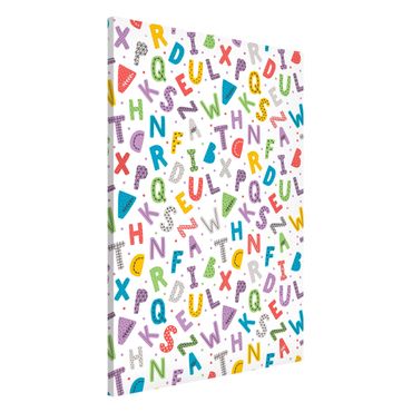 Tablica magnetyczna - Alfabet z serduszkami i kropkami w różnych kolorach