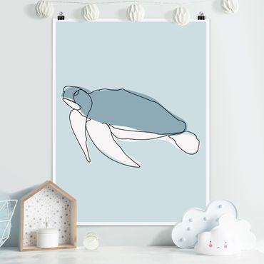 Plakat - Line Art żółwia