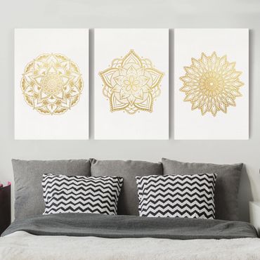 Obraz na płótnie - Mandala Flower Sun Illustration Set Złoto