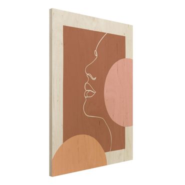 Obraz z drewna - Line Art Portret kobiety brązowy