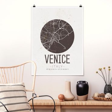 Plakat - Mapa miasta Wenecja - Retro