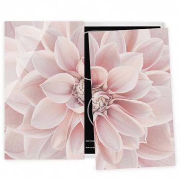 Szklana płyta ochronna na kuchenkę - Dahlia w kolorze pudrowego różu