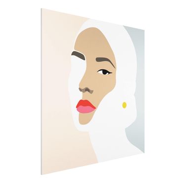 Obraz Forex - Line Art Portret kobiety Pastelowa szarość