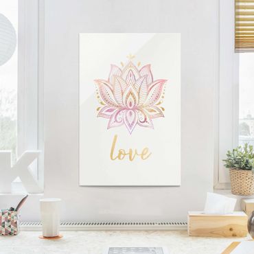 Obraz na szkle - Lotus Ilustracja Miłość złoty różowy