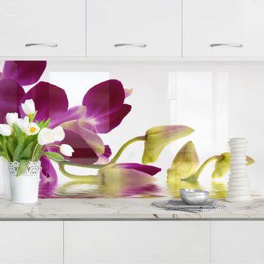 Panel ścienny do kuchni - Wody różowej orchidei