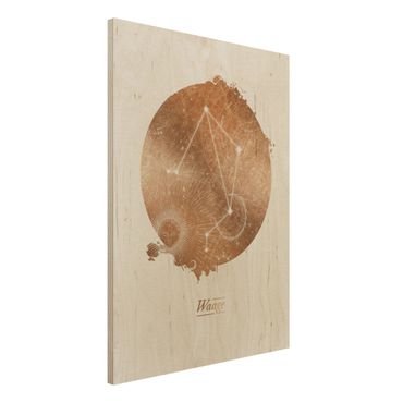 Obraz z drewna - Znak zodiaku Libra Złoto