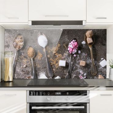 Panel szklany do kuchni - Łyżka w stylu vintage z cukrem