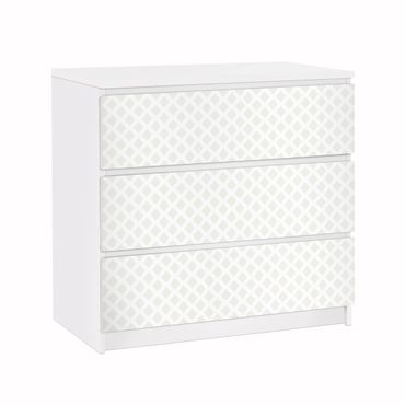 Okleina meblowa IKEA - Malm komoda, 3 szuflady - Rhombic lattice jasnobeżowy