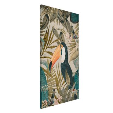 Tablica magnetyczna - Kolaże w stylu vintage - Tukan w dżungli