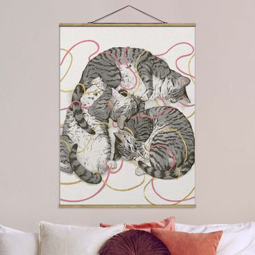 Plakat z wieszakiem - Ilustracja szarych kotów Malarstwo