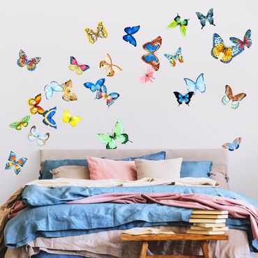 Naklejka na ścianę - Akwarela Zestaw motyli