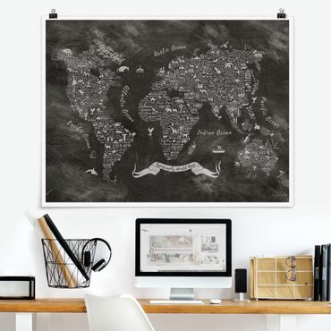 Plakat - Kredka typograficzna Mapa świata