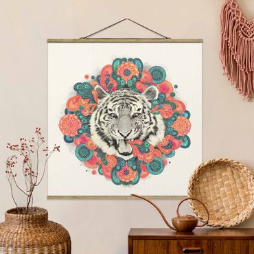 Plakat z wieszakiem - Ilustracja tygrysa Rysunek mandala paisley