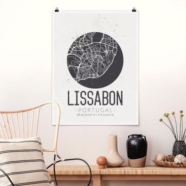 Plakat - Mapa miasta Lizbona - Retro