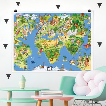 Plakat - Wielka i śmieszna mapa świata