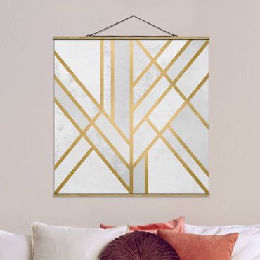 Plakat z wieszakiem - Art Deco Geometry Białe złoto