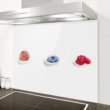 Panel szklany do kuchni - Owoce Mleczny Splash