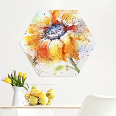 Obraz heksagonalny z Forex - Malowany słonecznik