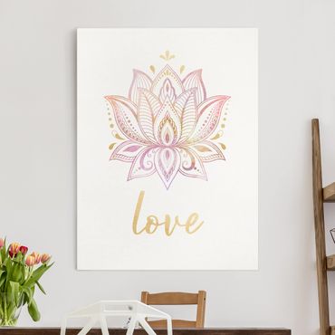 Obraz na płótnie - Lotus Ilustracja Miłość złoty różowy