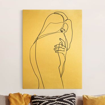 Złoty obraz na płótnie - Line Art Woman Nude Shoulder czarno-biały