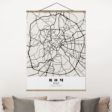 Plakat z wieszakiem - City Map Rome - Klasyczna