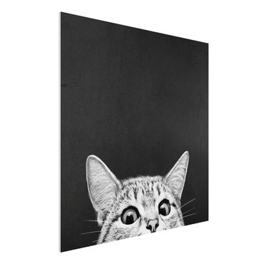 Obraz Forex - Ilustracja kot czarno-biały rysunek