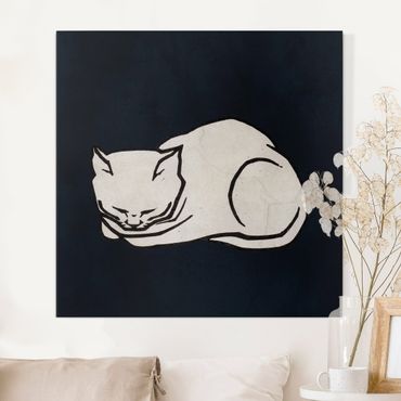 Obraz na płótnie - Ilustracja przedstawiająca śpiącego kota
