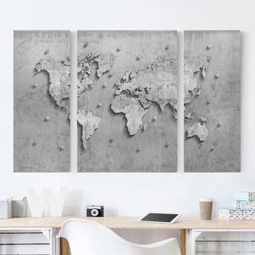Obraz na płótnie 3-częściowy - Mapa świata z betonu