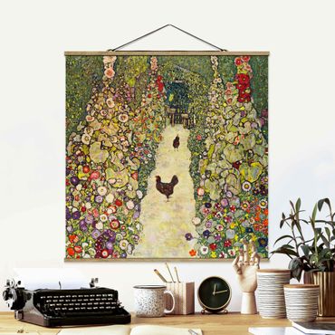 Plakat z wieszakiem - Gustav Klimt - Ścieżka ogrodowa z kurczakami