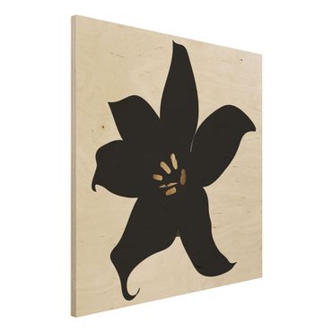 Obraz z drewna - Graficzny świat roślin - Orchidea czarno-złota