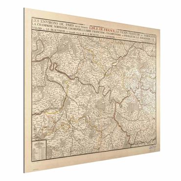 Obraz Alu-Dibond - Mapa Francji w stylu vintage