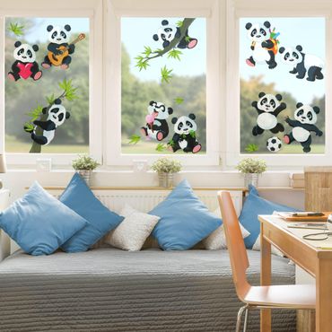 Naklejka na okno - Mega zestaw Misie Panda