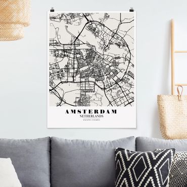 Plakat - Mapa miasta Amsterdam - Klasyczna