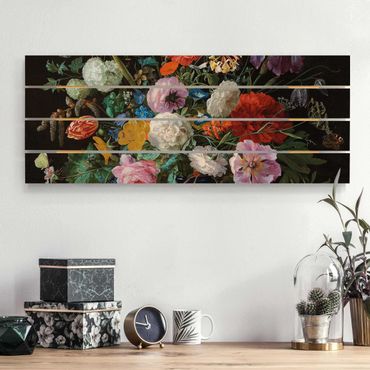 Obraz z drewna - Jan Davidsz de Heem - Szklany wazon z kwiatami