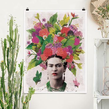 Plakat - Frida Kahlo - Portret z kwiatami