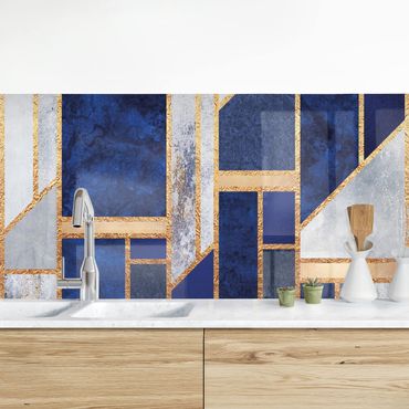 Panel ścienny do kuchni - Kształty geometryczne w kolorze złotym