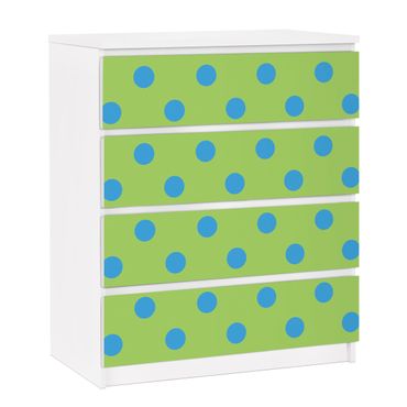 Okleina meblowa IKEA - Malm komoda, 4 szuflady - Nr DS92 Dot Design Girly Green