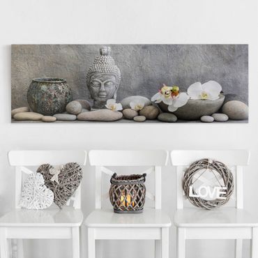 Obraz na płótnie - Budda Zen z białymi orchideami