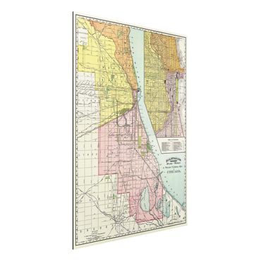 Obraz Alu-Dibond - Mapa Chicago w stylu vintage
