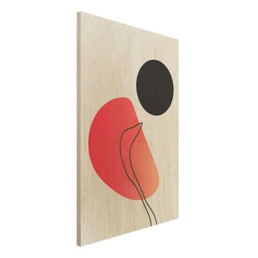 Obraz z drewna - Abstrakcyjne kształty - Czarne słońce