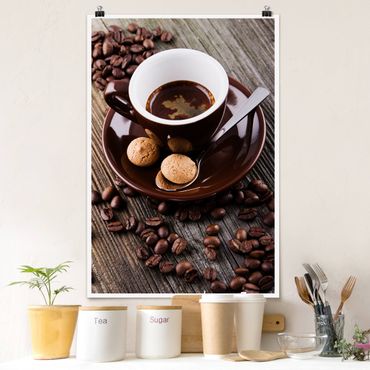 Plakat - Filiżanka do kawy z ziarnami kawy