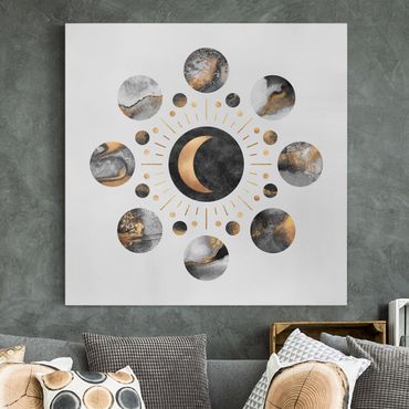 Obraz na płótnie - Fazy księżyca Abstrakcyjne złoto