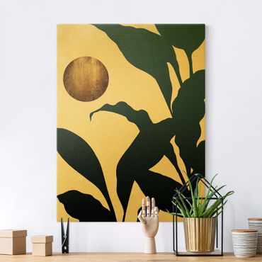 Złoty obraz na płótnie - Złoty księżyc w dżungli