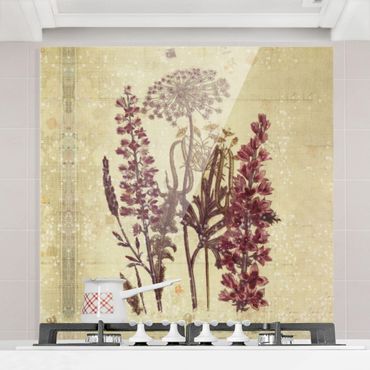 Panel szklany do kuchni - Kwiaty lniane w stylu vintage